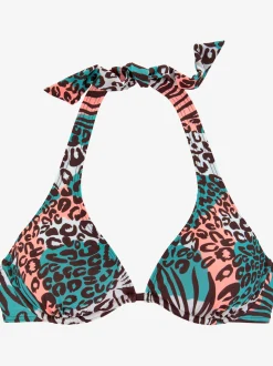Haut de maillot de bain à armatures imprimé, effet de couleur différent pour chaque pièce