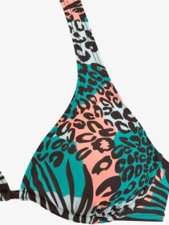 Haut de maillot de bain à armatures imprimé, effet de couleur différent pour chaque pièce