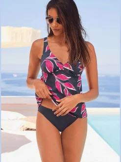 Haut de maillot de bain à armatures imprimé, effet de couleur différent pour chaque pièce