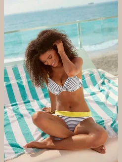 Haut de maillot de bain à armatures design rayé avec bretelles contrastées