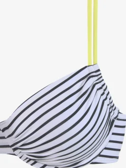 Haut de maillot de bain à armatures design rayé avec bretelles contrastées