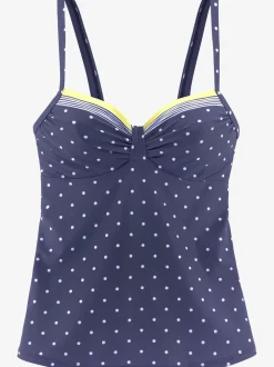 Haut de maillot de bain à armatures imprimé à pois et rayures