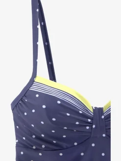 Haut de maillot de bain à armatures imprimé à pois et rayures