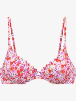 Haut de maillot de bain à armatures bords ondulés au laser