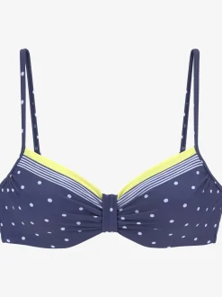 Haut de maillot de bain à armatures imprimé à pois et rayures