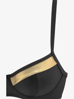Haut de maillot de bain à armatures couleur unie avec empiècement couleur or