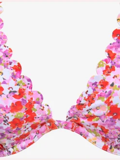 Haut de maillot de bain à armatures bords ondulés au laser