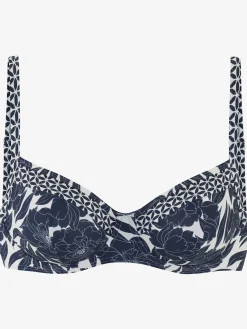 Haut de maillot de bain à armatures imprimé floral tendance contrasté