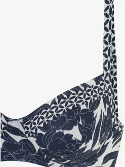Haut de maillot de bain à armatures imprimé floral tendance contrasté