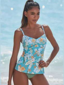 Haut de maillot de bain à armatures imprimé tropical tendance