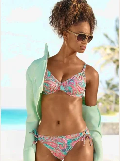 Haut de maillot de bain à armatures imprimé, effet de couleur différent pour chaque pièce