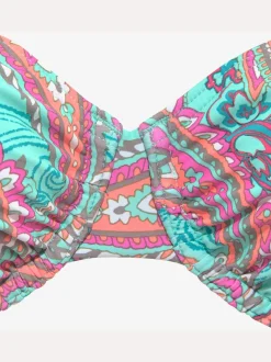 Haut de maillot de bain à armatures imprimé, effet de couleur différent pour chaque pièce