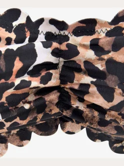 Haut de maillot de bain bandeau imprimé léopard tendance et bord ondulé