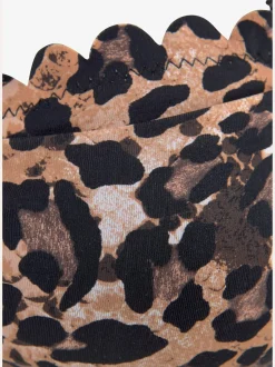 Haut de maillot de bain bandeau imprimé léopard tendance et bord ondulé