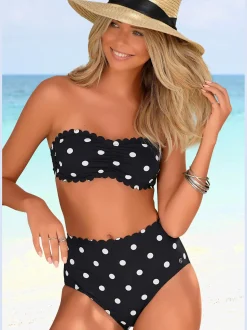 Haut de maillot de bain bandeau design tendance avec bordure cocotte