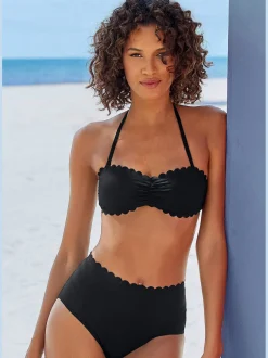 Haut de maillot de bain bandeau bords ondulés au laser