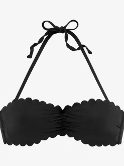 Haut de maillot de bain bandeau bords ondulés au laser