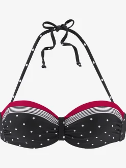 Haut de maillot de bain bandeau mélange élégant de rayures et de pois