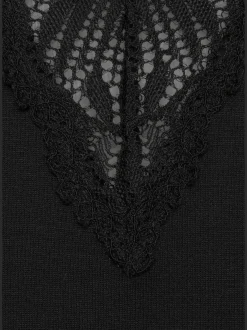 Haut de pyjama élégant t-shirt à manches courtes orné de détails en dentelle