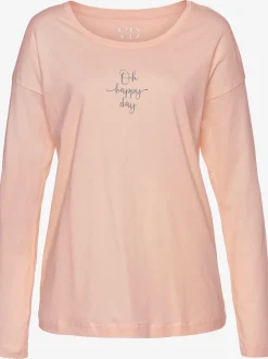 Haut de pyjama t-shirt à manches longues avec imprimé devant
