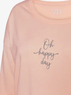 Haut de pyjama t-shirt à manches longues avec imprimé devant