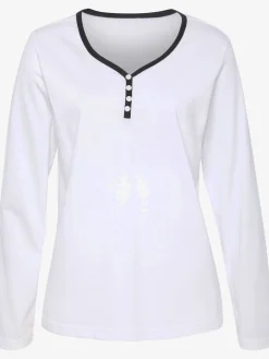 Haut de pyjama t-shirt à manches longues avec encolure en v arrondie