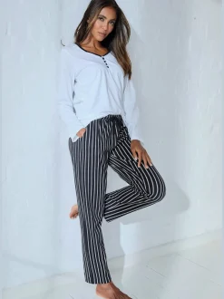 Haut de pyjama t-shirt à manches longues avec encolure en v arrondie