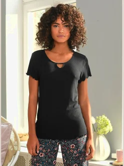 Haut de pyjama t-shirt à manches courtes avec encolure ronde