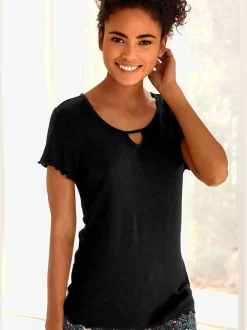 Haut de pyjama t-shirt à manches courtes avec encolure ronde