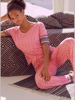 Haut de pyjama t-shirt avec motif ethnique