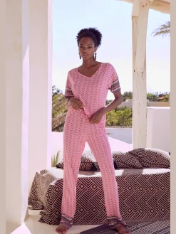 Haut de pyjama t-shirt avec motif ethnique