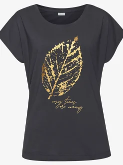 Haut de pyjama t-shirt avec imprimé feuille