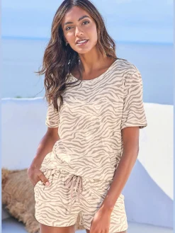 Haut de pyjama t-shirt confortable avec manches mi-longues