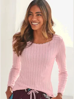 Haut de pyjama t-shirt de nuit fantaisie en tricot ajouré