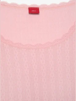 Haut de pyjama t-shirt de nuit fantaisie en tricot ajouré