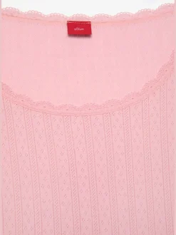 Haut de pyjama t-shirt de nuit fantaisie à manches courtes en tricot ajouré