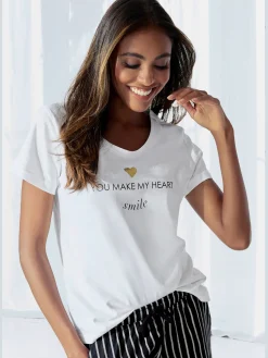 Haut de pyjama t-shirt de nuit avec imprimé devant