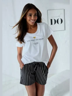Haut de pyjama t-shirt de nuit avec imprimé devant