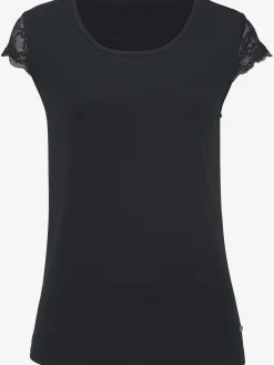 Haut de pyjama t-shirt manches chauve-souris en dentelle
