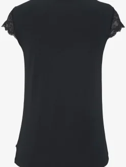 Haut de pyjama t-shirt manches chauve-souris en dentelle