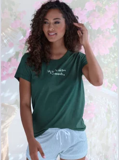 Haut de pyjama t-shirt s.oliver avec petit imprimé estival devant
