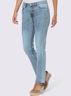 Jean 5 poches broderie le long des coutures latérales