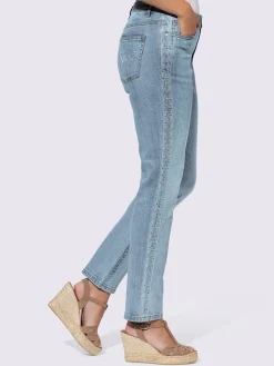 Jean 5 poches broderie le long des coutures latérales