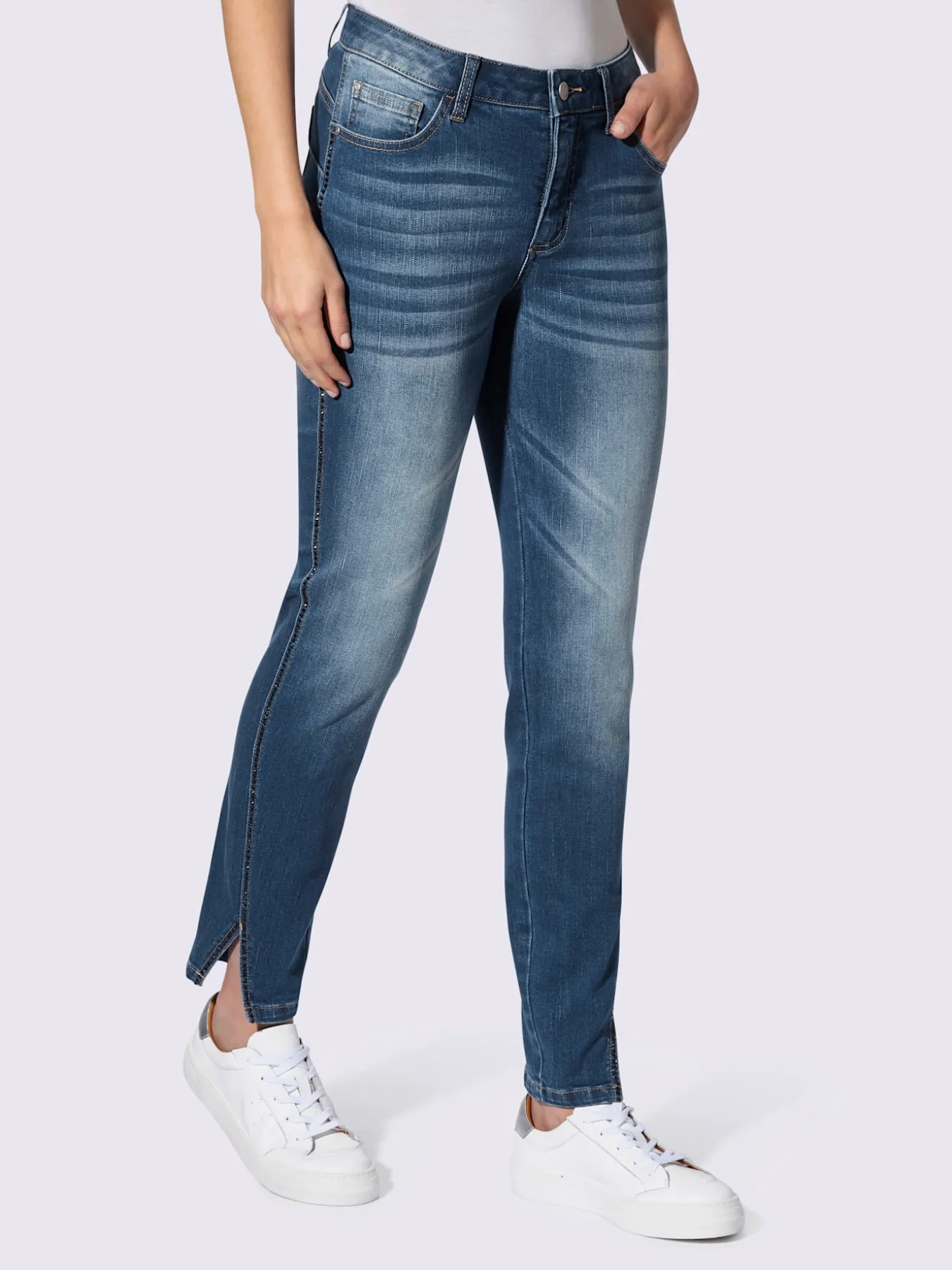 Jean 5 poches petites pierres brillantes fantaisie