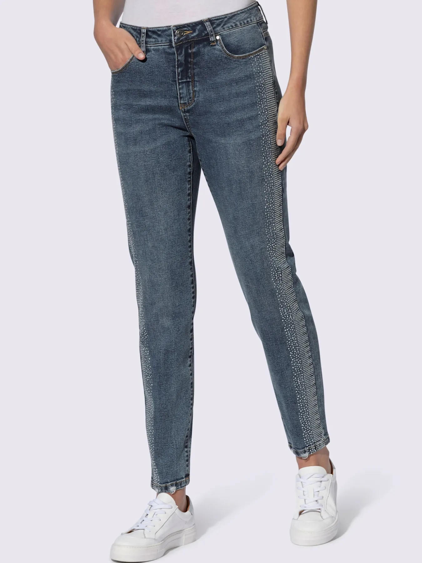 Jean 5 poches petites pierres brillantes fantaisie