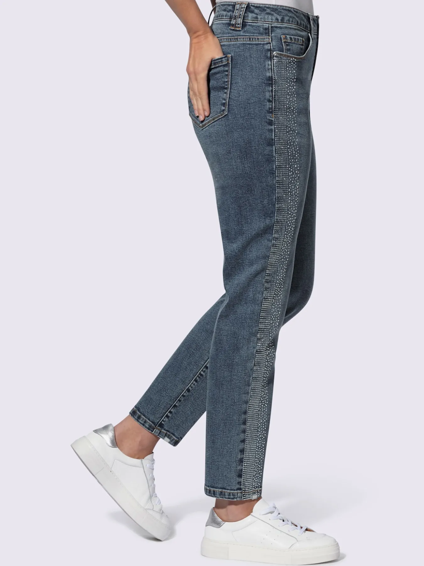 Jean 5 poches petites pierres brillantes fantaisie