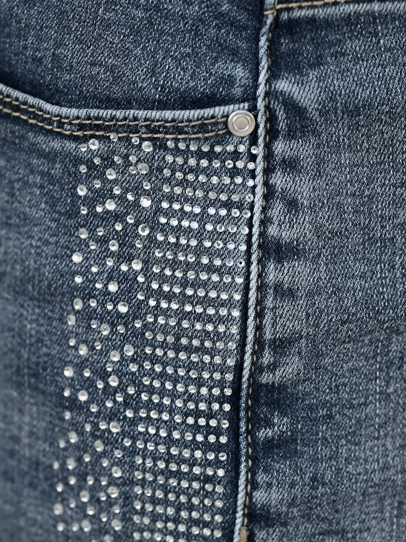 Jean 5 poches petites pierres brillantes fantaisie
