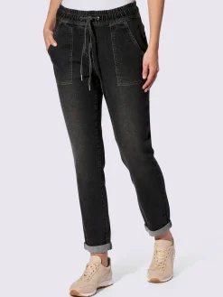 Jean ceinture élastique, coulisse et lien à nouer