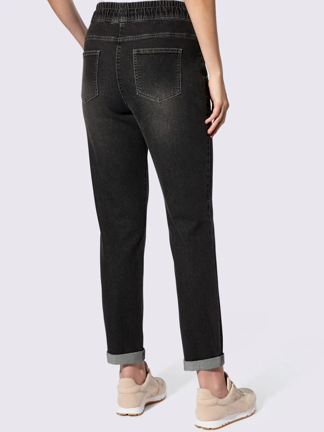 Jean ceinture élastique, coulisse et lien à nouer