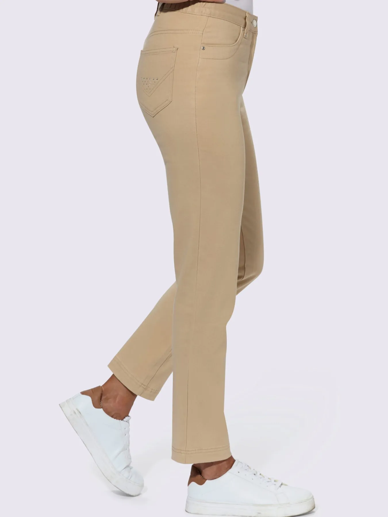 Jean coupe droite avec ceinture élastique au dos